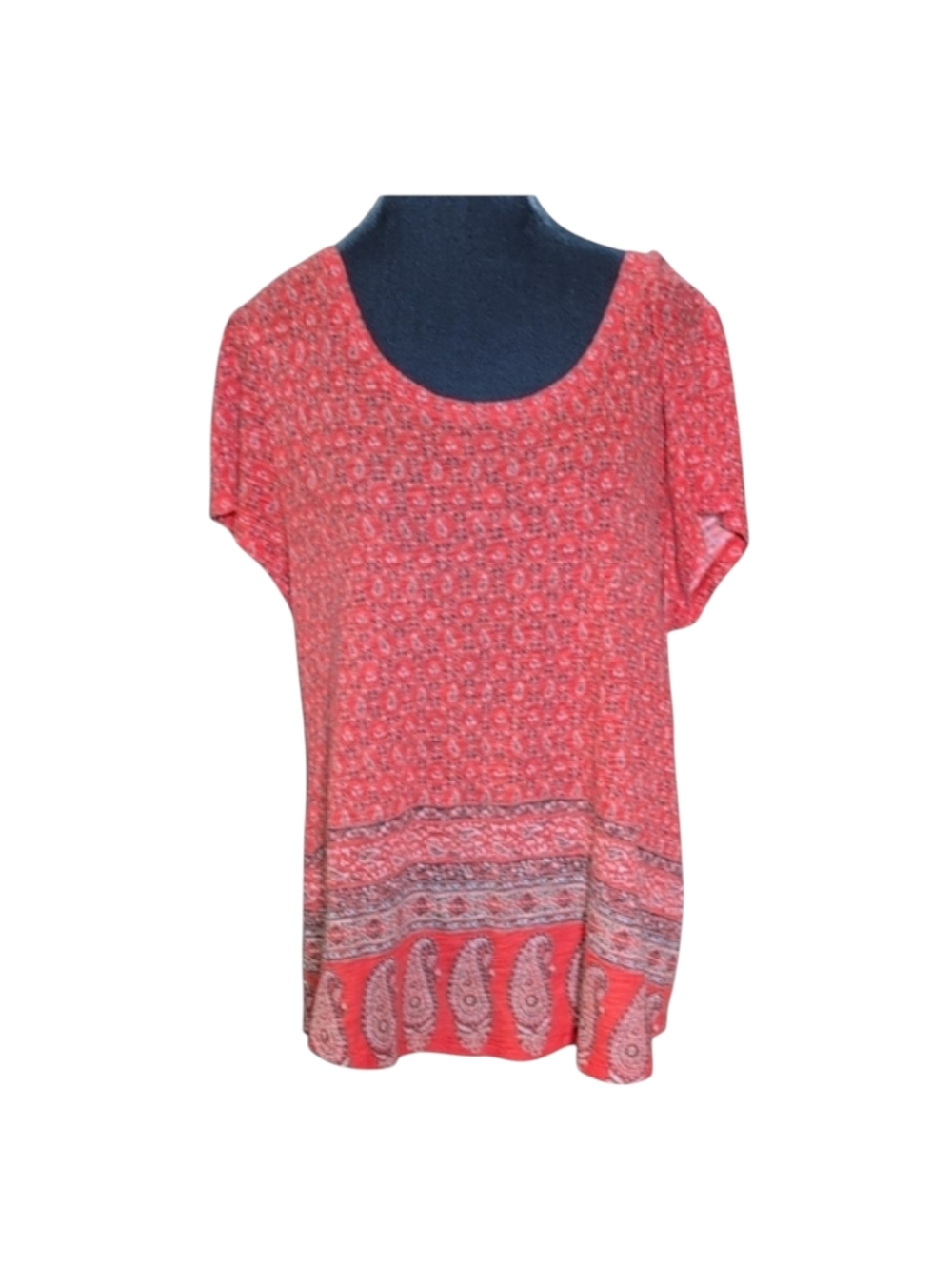 Lucky Brand Red Paisley Short Sleeve Tee